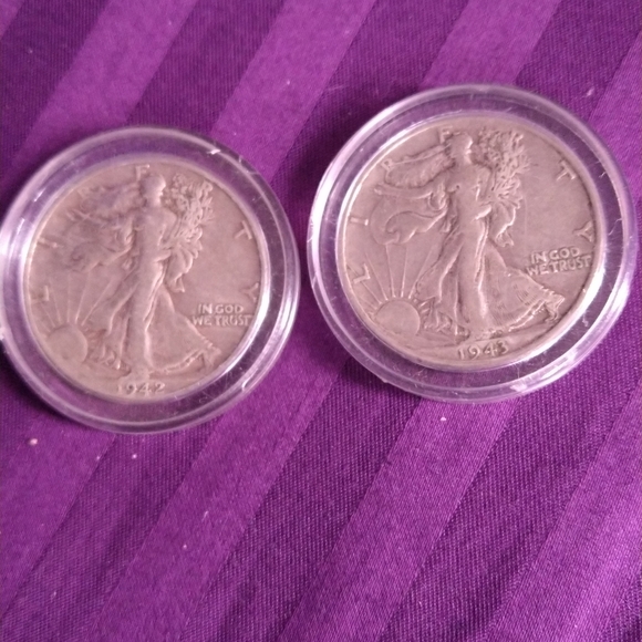 1941 & 1942 walking liberty half dollar - Picture 2 of 3